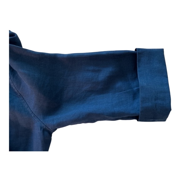 CHICO’S linen button down shirt, 3/4 sleeves, royal blue oversized sz small - Picture 3 of 5